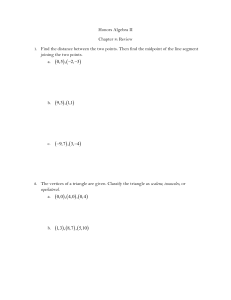 Honors Algebra II Chapter 8: Review Find the distance between the