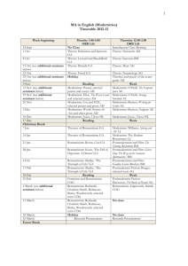 Modernities Reading List and Schedule 2012-13