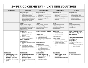 2 nd PERIOD CHEMISTRY - UNIT NINE SOLUTIONS MONDAY