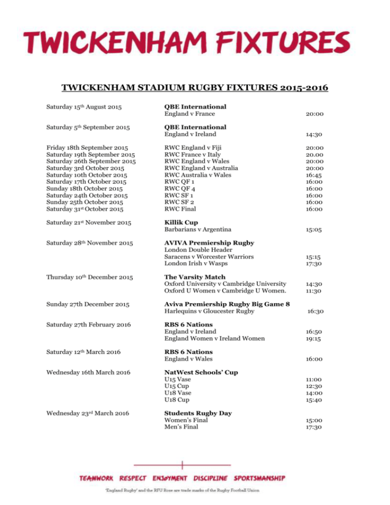 Complete List Of Upcoming Events Including Kick