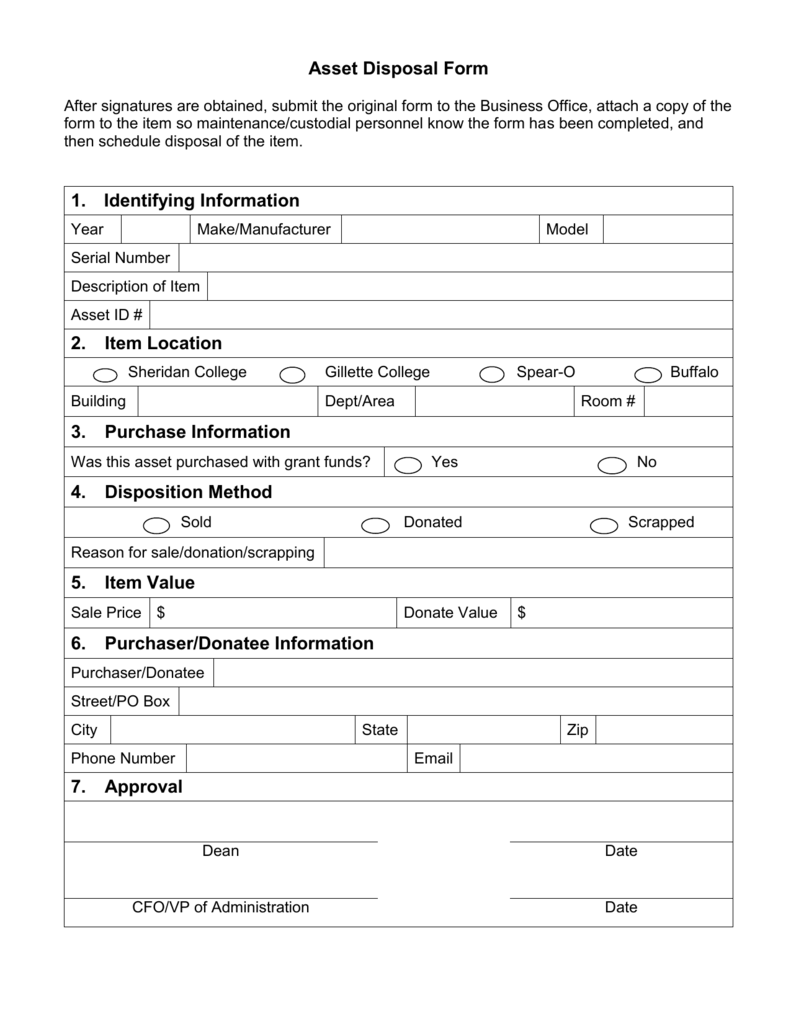 Fixed Asset Disposal Form Excel Template