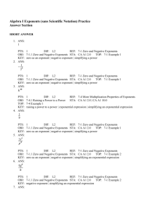 Algebra I Exponents