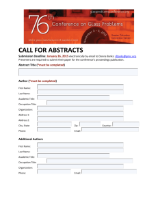 call for abstracts - 77th Conference on Glass Problems