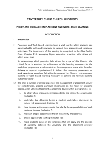 policy on placement and work based learning