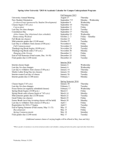 Spring Arbor University *2015-16 Academic Calendar for
