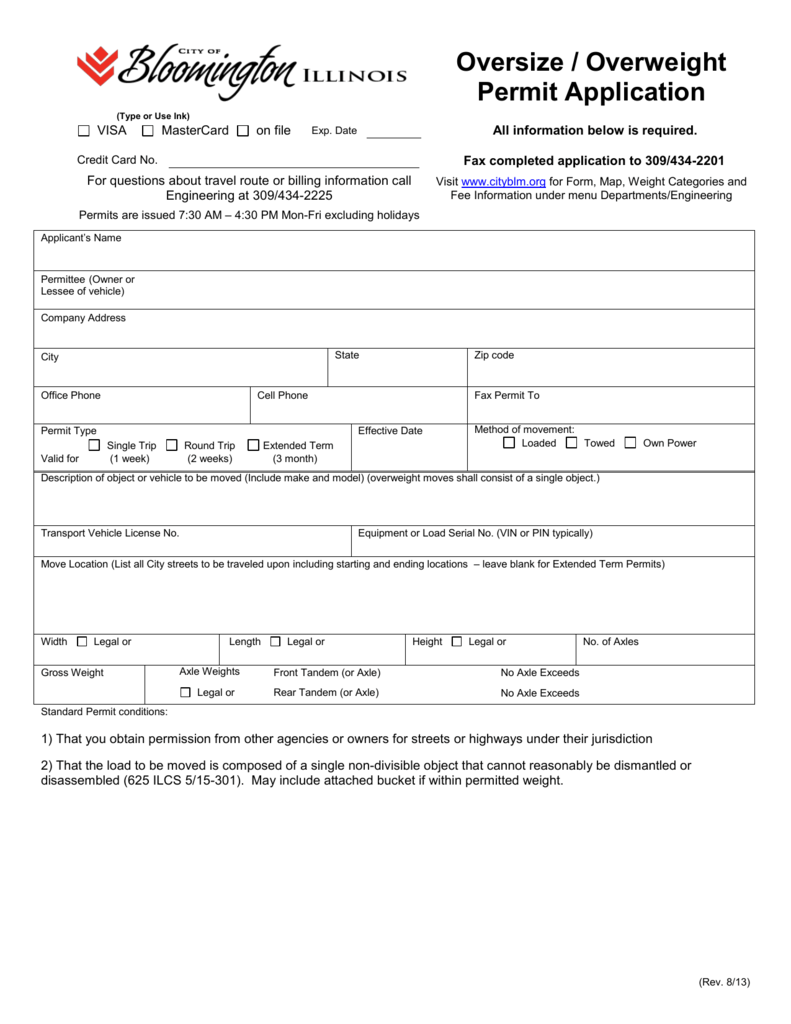 Oversize Overweight Permit Application