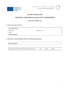 TRAINING AGREEMENT and QUALITY COMMITMENT - TVZ-a