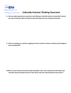 Culturally Inclusive Thinking Classroom