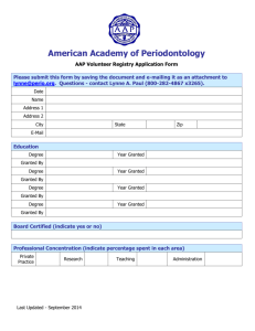 Volunteer Experience - American Academy of Periodontology