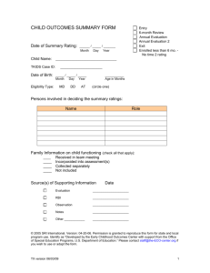 Child Outcomes Summary Form (COSF)