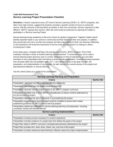 Service Learning Project Presentation Checklist (Cadet Use)