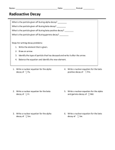 Nuclear decay work sheet