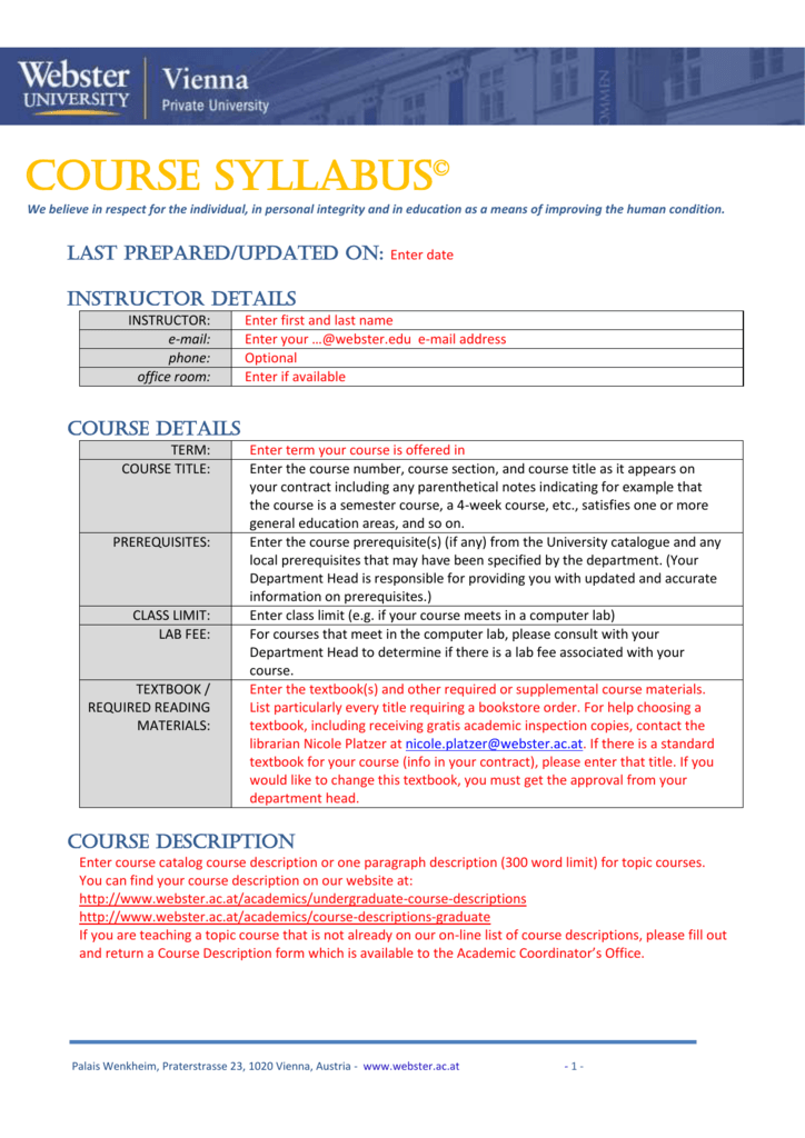 Blank Syllabus Template HQ Template Documents