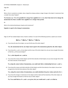 impulsive force model momentum in collisions lab answers