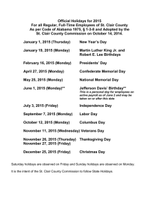 Official Holidays for 2007