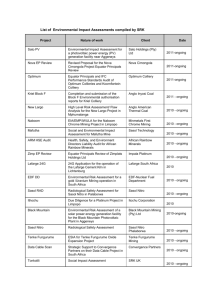 List of Environmental Impact Assessments compiled by SRK Project