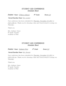STUDENT-LED CONFERENCE Schedule Sheet Student