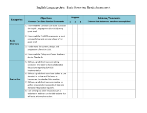 English Language Arts: Basic Overview Needs Assessment