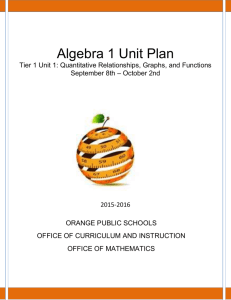Algebra 1 Unit Plan - Orange Public Schools