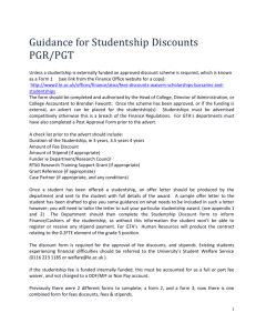 Guidance on studentship fee discounts