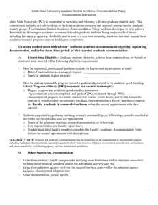 Academic Accommodation Policy Documentation Instructions