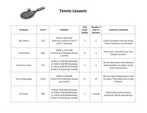 Data Set 2 - Tennis Lessons