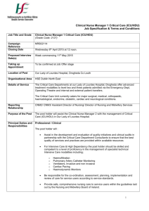 Draft Job Specification for CMN I
