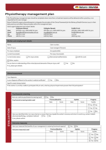 Physiotherapy management plan