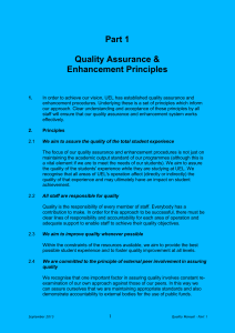 Part 1 Quality Assurance & Enhancement Principles