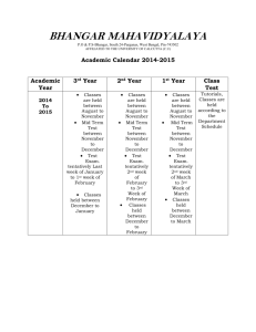 Academic Calendar - Bhangar Mahavidyalaya