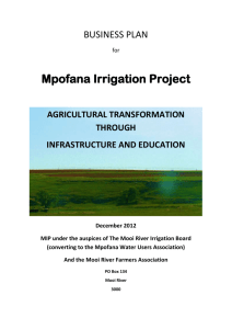 Mpofana Irrigation Project Business Plan 14 Jan