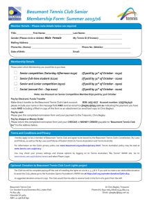 Membership Form: Summer 2015/16