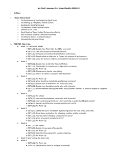 Ms. Clark`s Language Arts Binder Checklist 2012