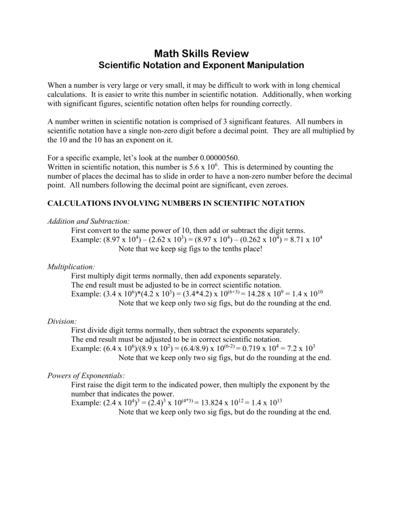 Adding And Subtracting Scientific Notation Worksheet Doc Thekidsworksheet