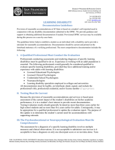 Disability Documentation Guidelines for Learning Disabilities