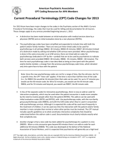 Current Procedural Terminology (CPT) Code Changes for 2013