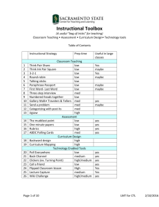 Toolbox of strategies