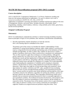MATH 203 Recertification proposal (2011-2012) example