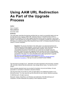 Using AAM URL Redirection As Part of the Upgrade