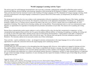 Draft of World Languages Activity Types - Winston