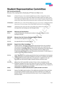 Minutes - The Students` Union at UWE