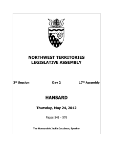 hn120524 - Legislative Assembly of The Northwest Territories