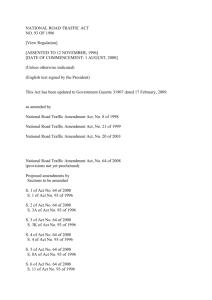 NATIONAL ROAD TRAFFIC ACT NO. 93 OF 1996 [View Regulation