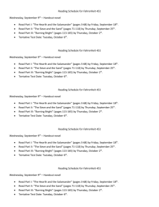 Reading Schedule for Fahrenheit 451