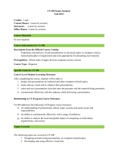 Course Information for CS 490