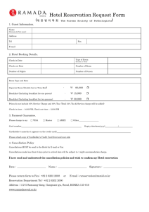 Hotel Reservation Request Form (대 한 병 리 학 회 The Korean