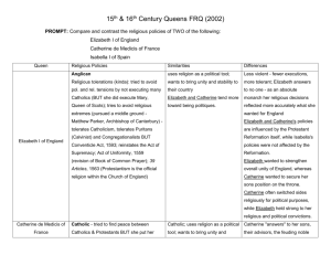 15th & 16th Century Queens FRQ (2002) PROMPT: Compare and