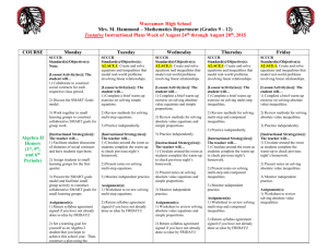 Waccamaw High School Mrs. M. Hammond – Mathematics