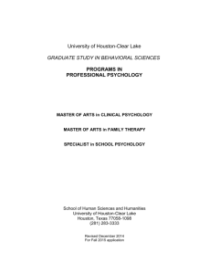 Professional Psychology Brochure - University of Houston