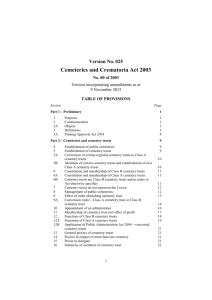 Cemeteries and Crematoria Act 2003